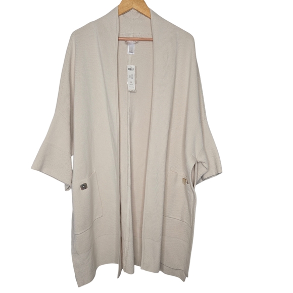 Chico's Sweaters - Chicos Marla Wynne Womens Beige Knit Kimono Sweater Size Small